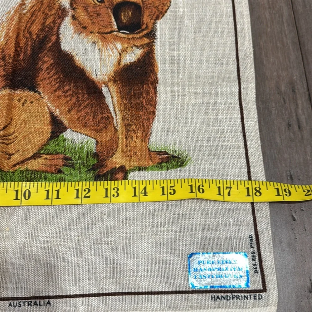 Australian‎ Koala Pure Linen Fabric vintage tea towel